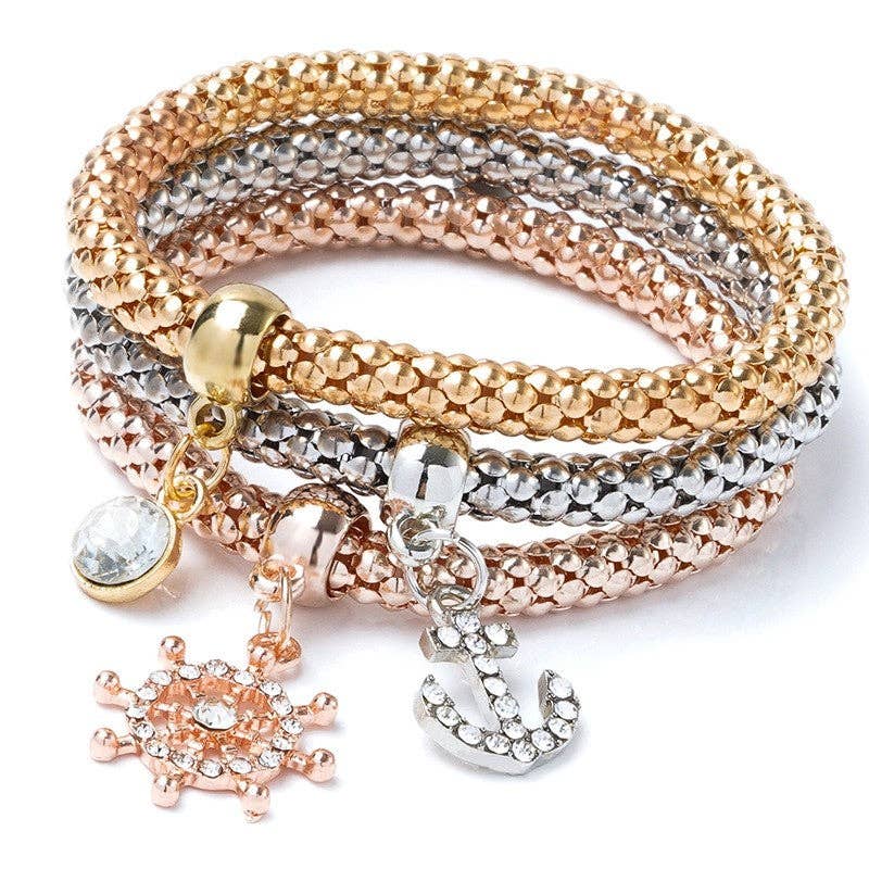 UZ Wholesale Store - Three-Color Alloy Jewelry Set With Inlaid Diamonds
