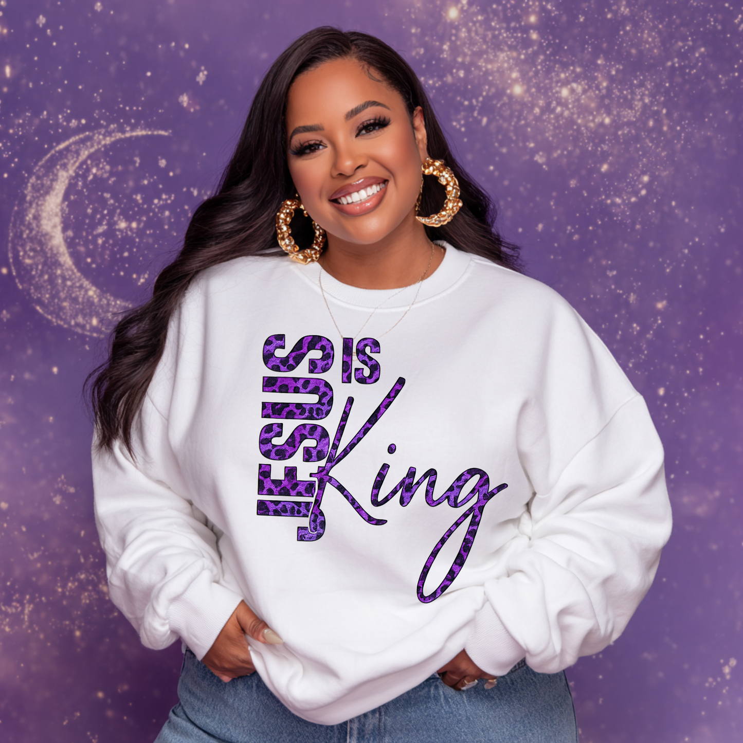 Jesus Is King Royal Faith Crewneck