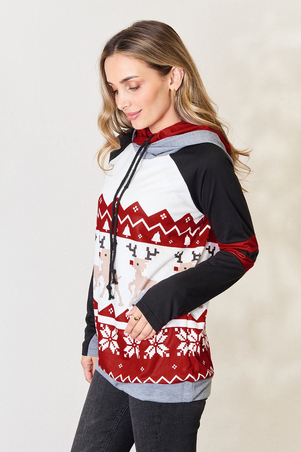 Festive Frost Reindeer Hoodie