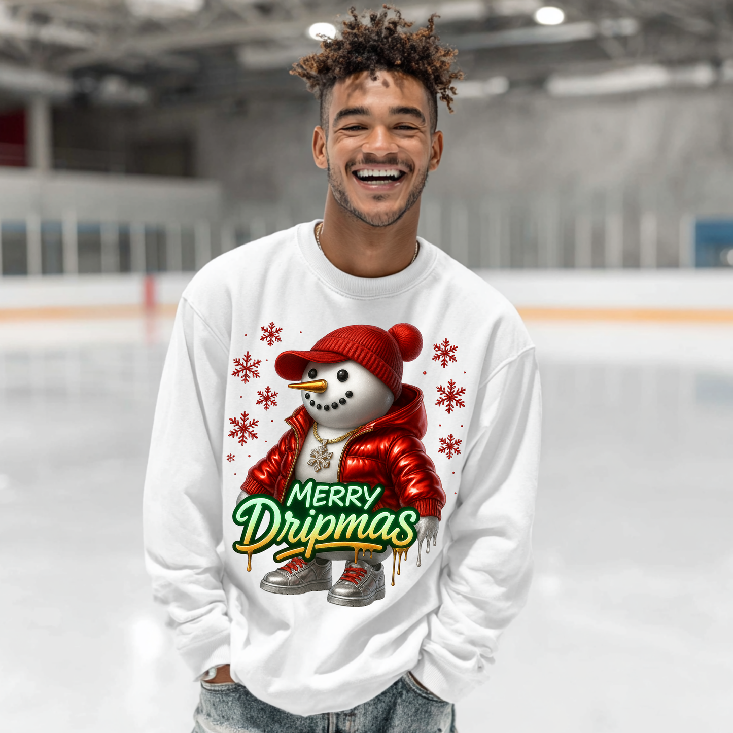 "Merry Dripmas" Snowman Swag Crewneck Sweatshirt & Tee