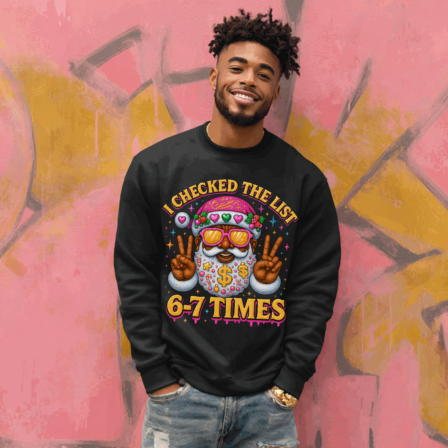 Nice List Certified™ Santa Drip Holiday Crewneck & Tee