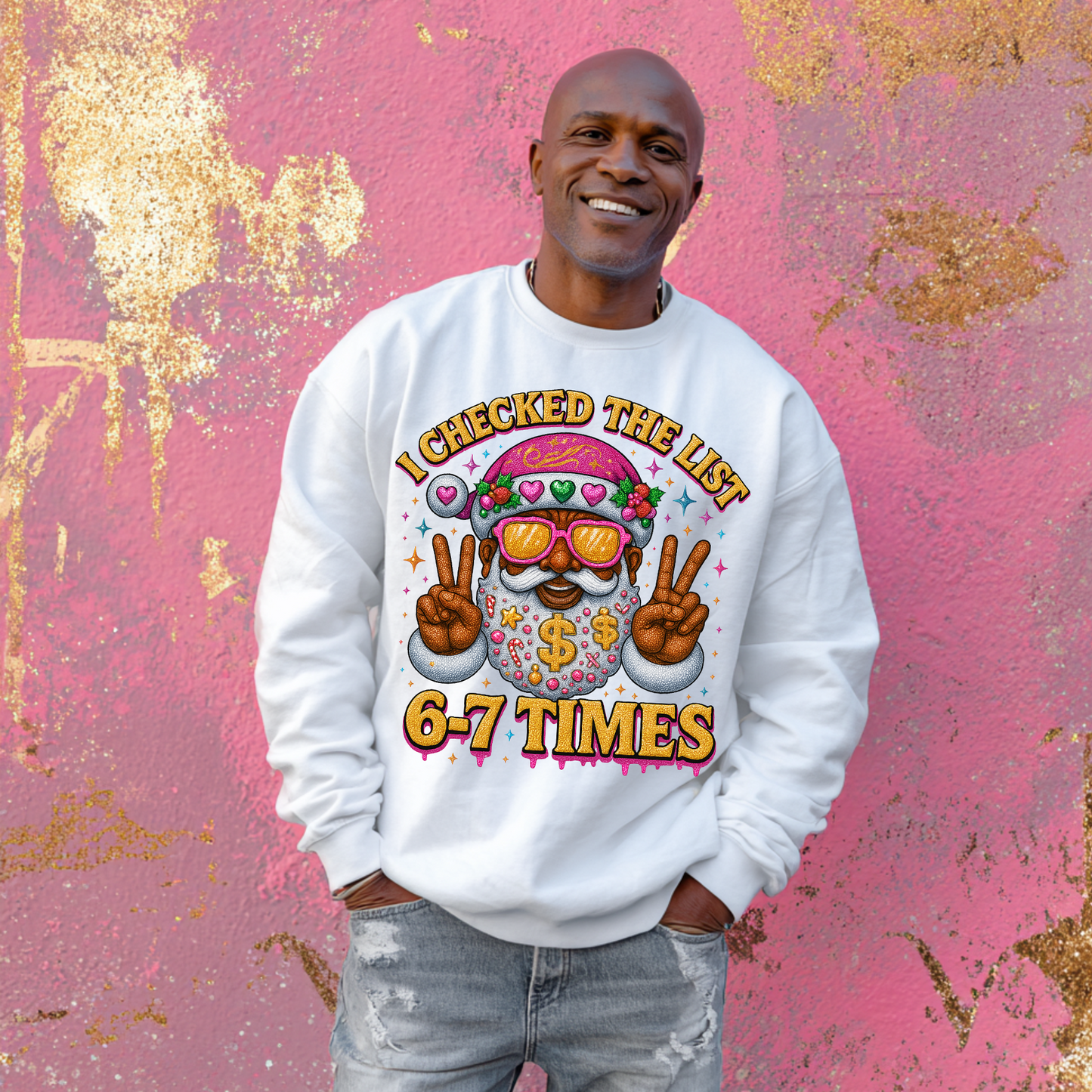 Nice List Certified™ Santa Drip Holiday Crewneck & Tee