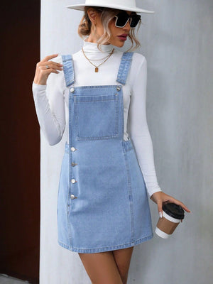 Chic Denim Pinafore Overall Dress