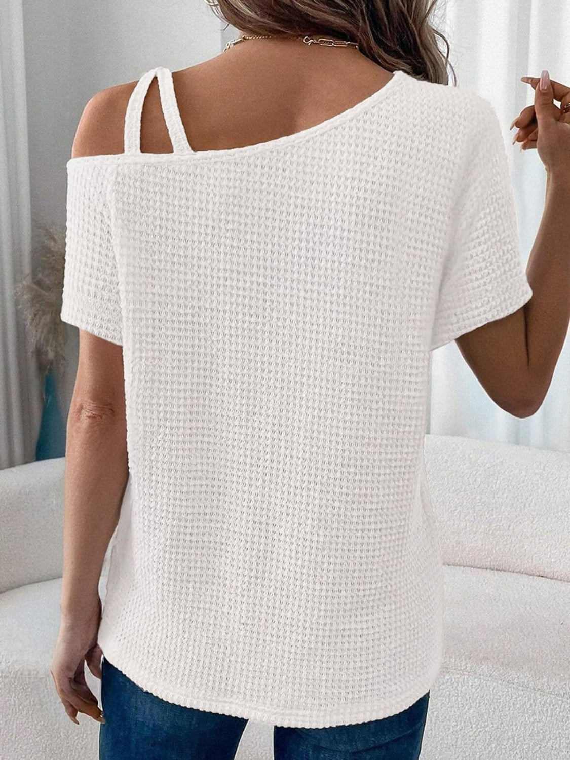 Asymmetrical Neck Short Sleeve T-Shirt