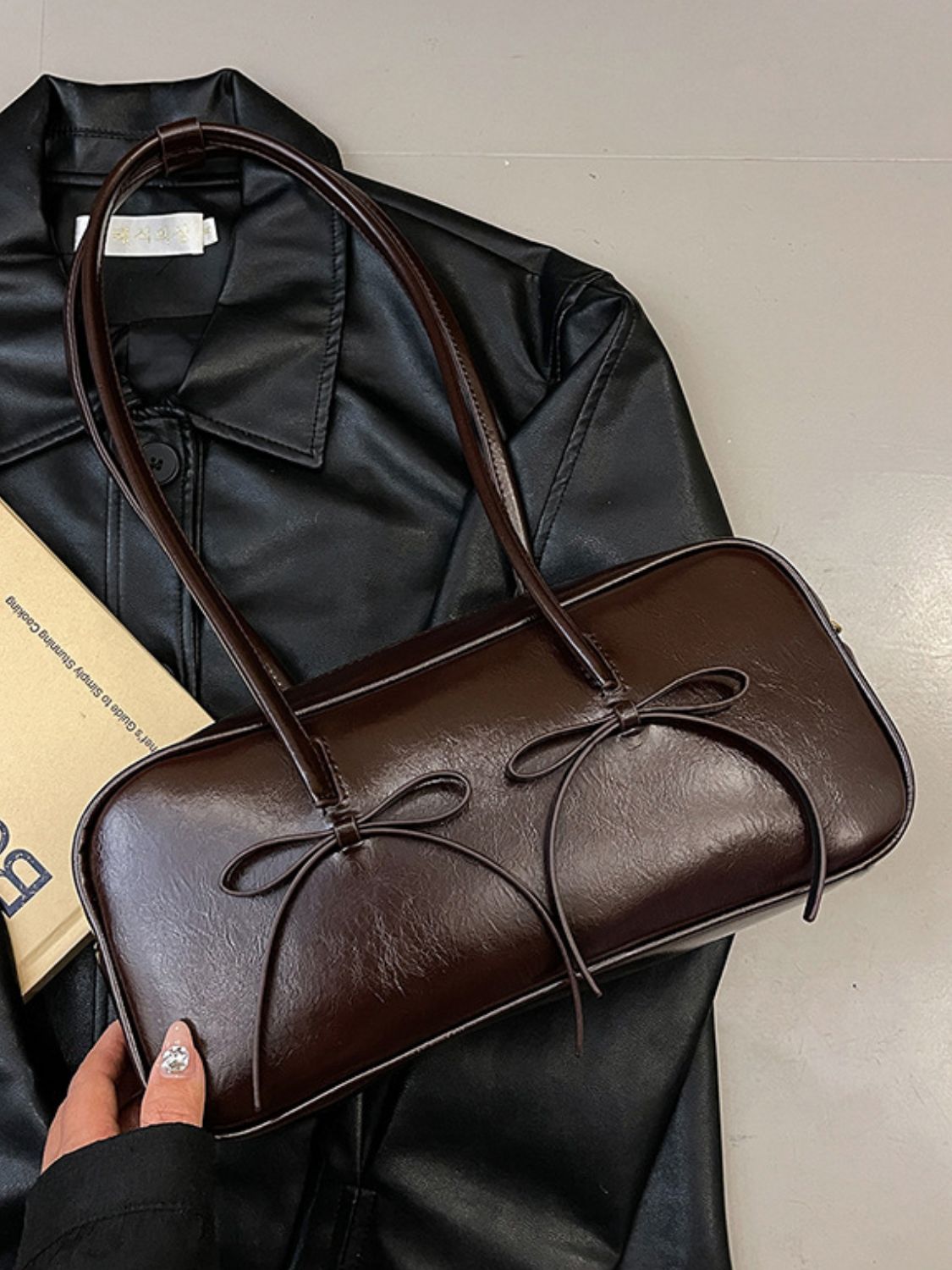 Bow Elegance Trim Shoulder Bag