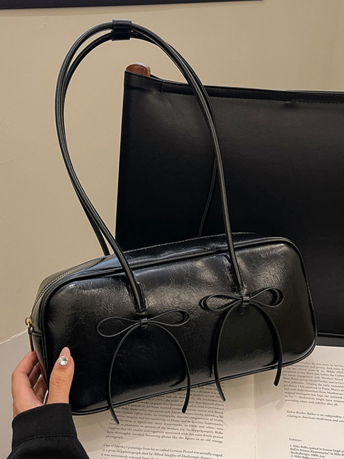 Bow Elegance Trim Shoulder Bag