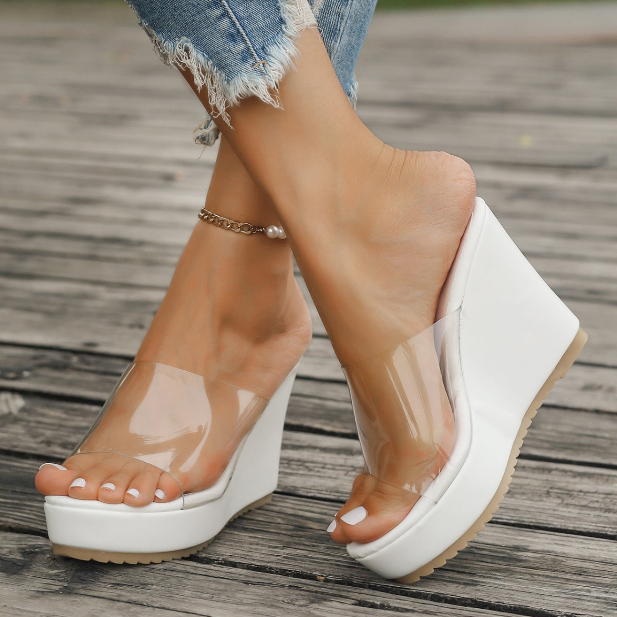 Crystal Lift Wedge Sandals