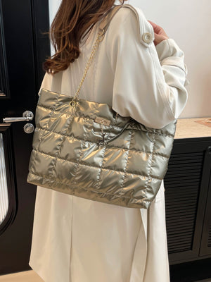 Luxe Shine Quilted Tote Bag