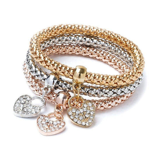 UZ Wholesale Store - Three-Color Alloy Jewelry Set With Inlaid Diamonds