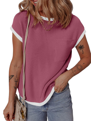 Contrast Trim Round Neck Short Sleeve T-Shirt