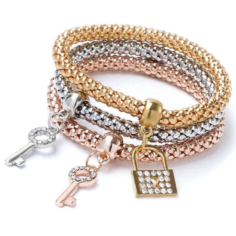UZ Wholesale Store - Three-Color Alloy Jewelry Set With Inlaid Diamonds