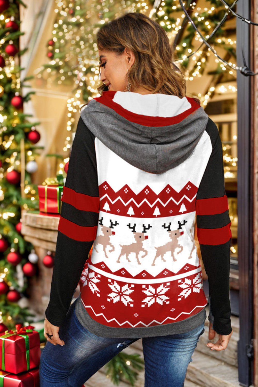 Festive Frost Reindeer Hoodie
