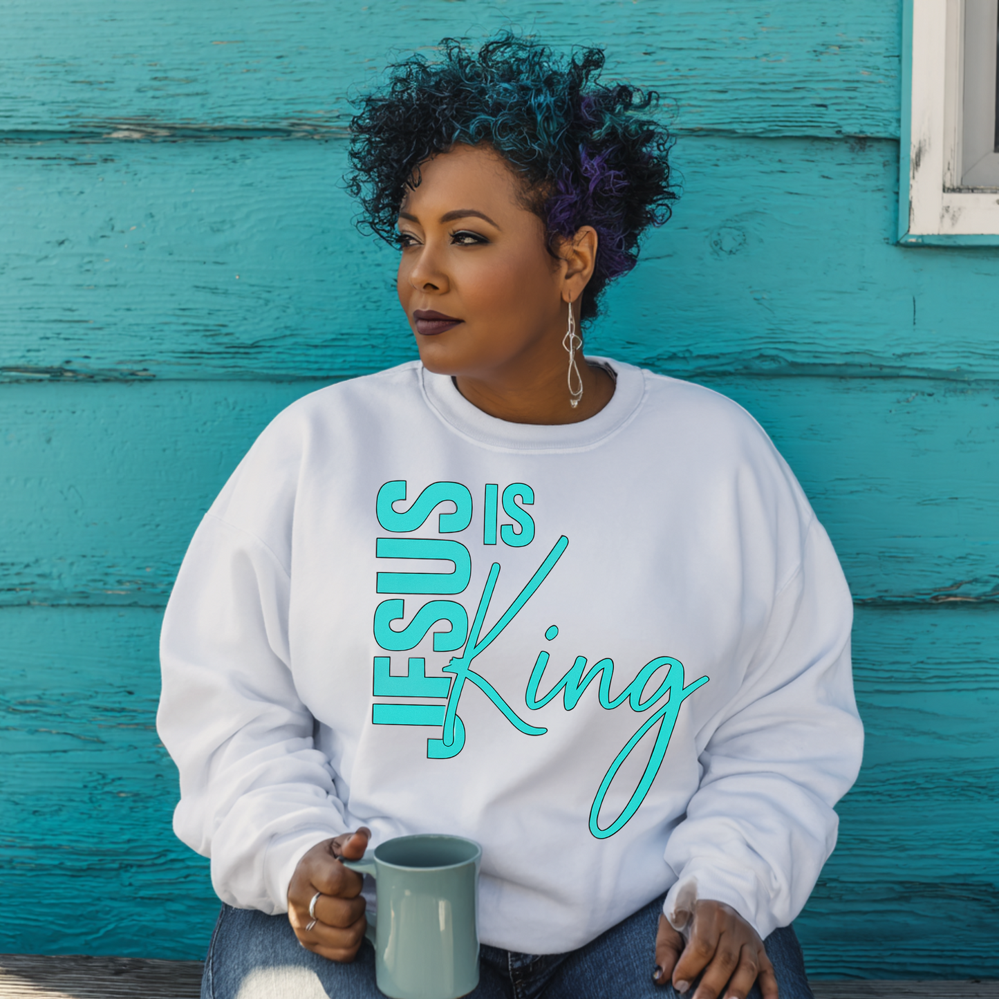 Jesus Is King Royal Faith Crewneck