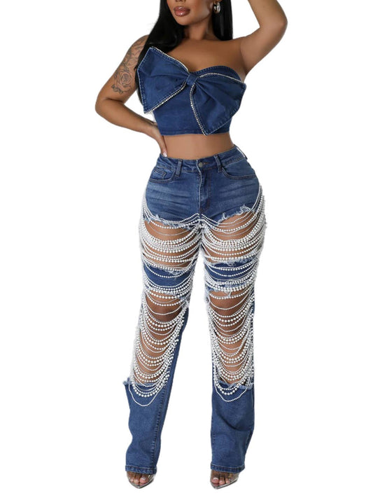 Pearl Drip Denim Jeans