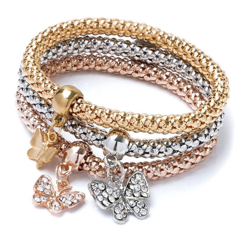 UZ Wholesale Store - Three-Color Alloy Jewelry Set With Inlaid Diamonds