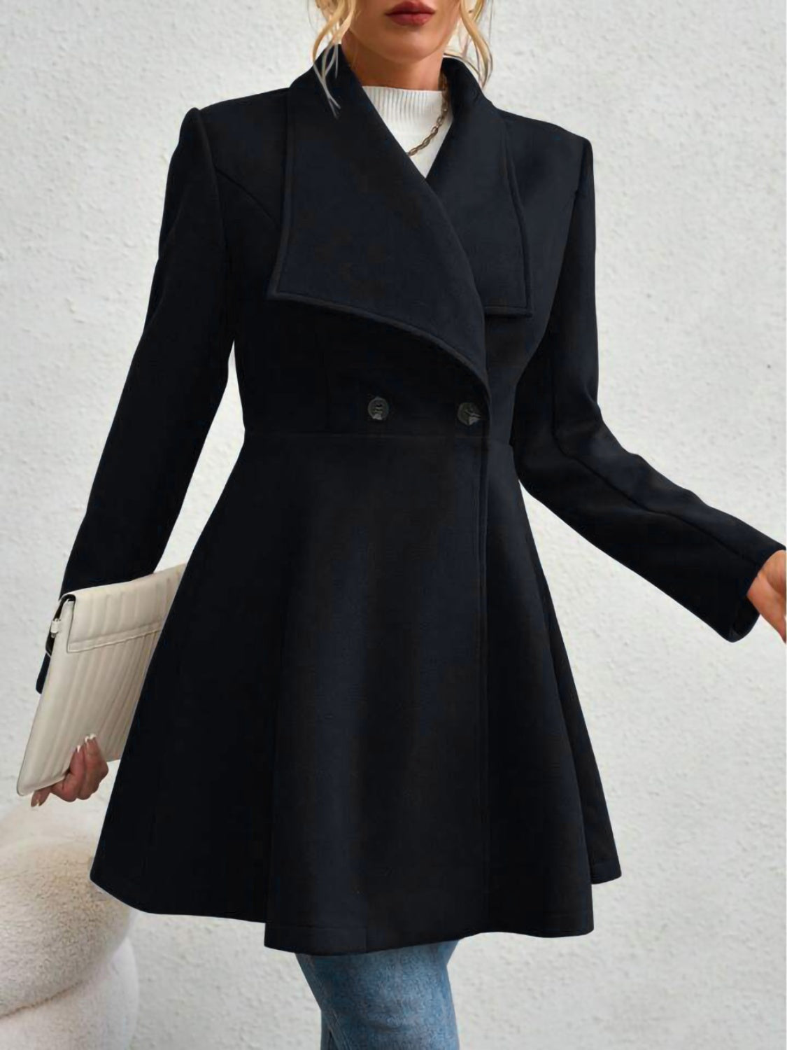 Crimson Elegance Double-Breasted Coat