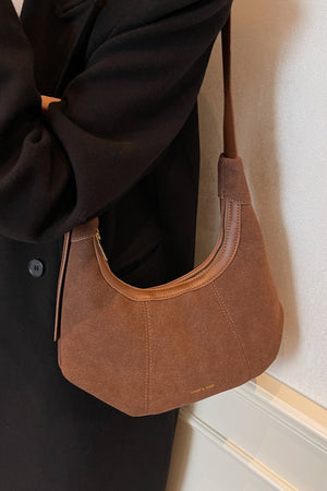 Sienna Curve Suede Shoulder Bag