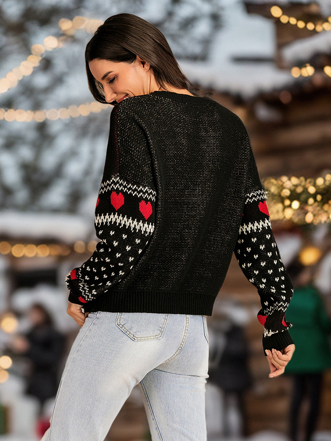 Reindeer Cozy Knit Round Neck Sweater