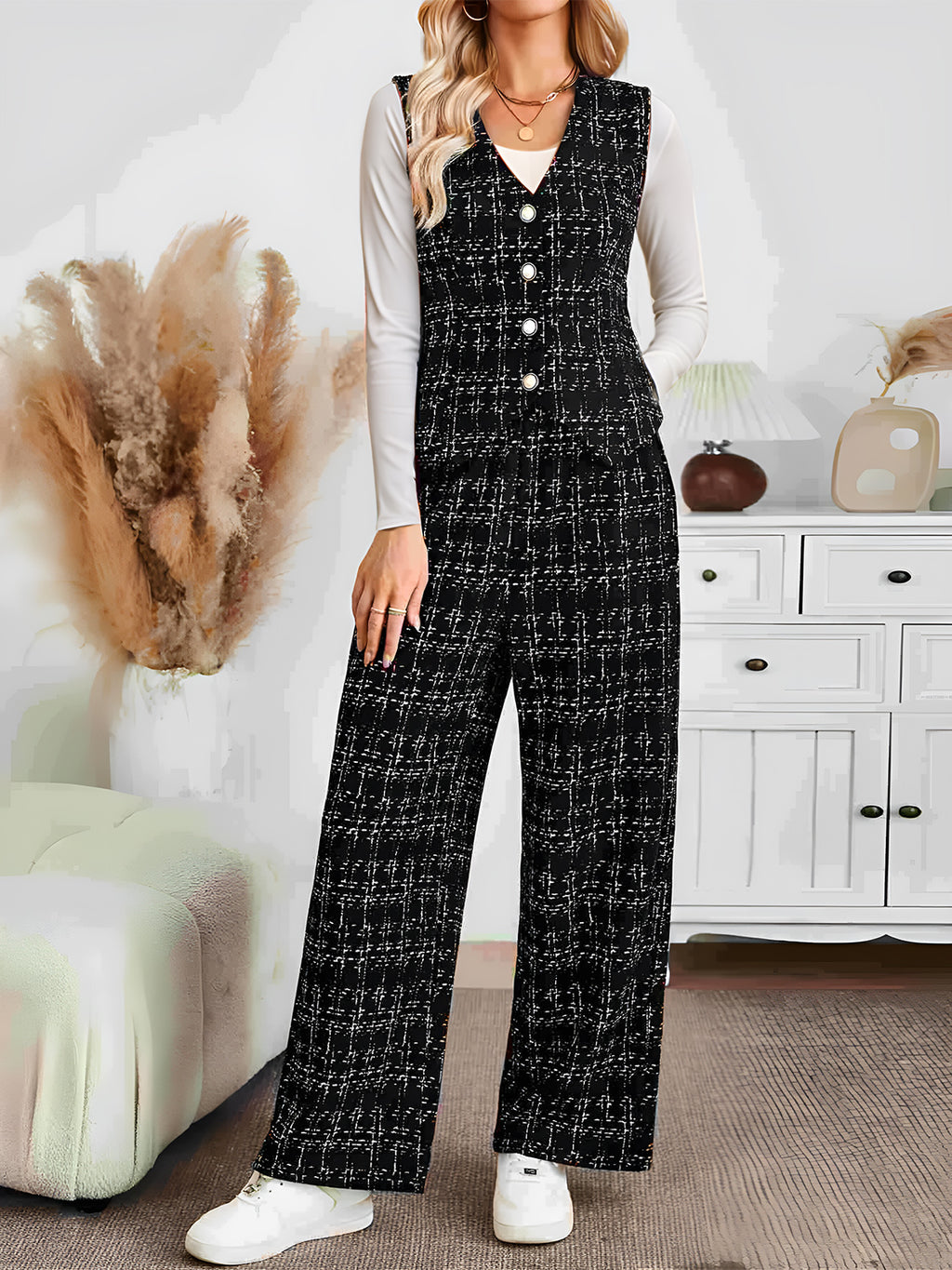 Tweed Co-Ord Vest and Pants Set