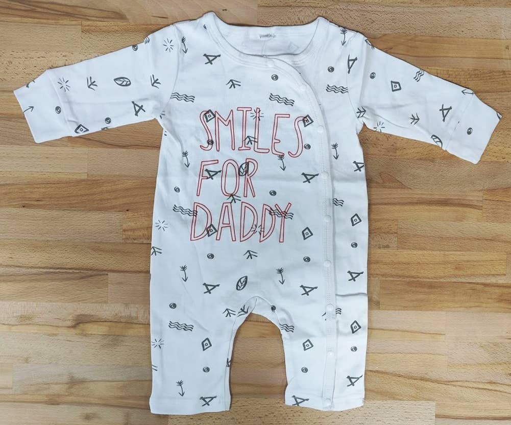 Fennco Styles - White SMILES FOR DAD Baby Romper