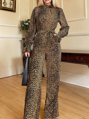 Fierce Elegance Leopard Wide Leg Jumpsuit