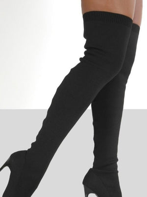 Sleek Knit Over the Knee Stiletto Boots