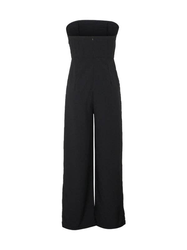 Loose Sleeveless Contrast Color Split-Joint Tube Jumpsuits