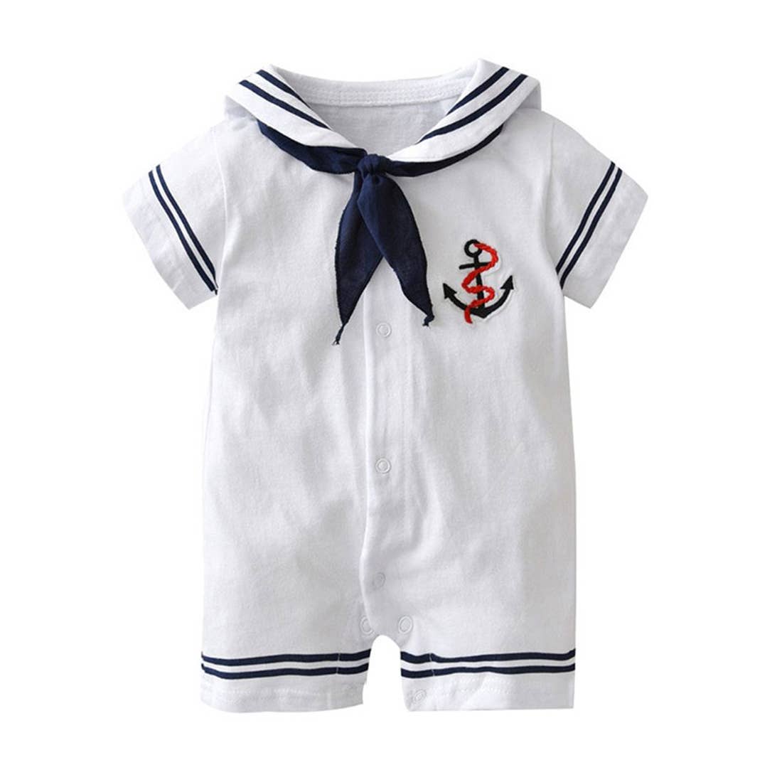 Fennco Styles - White Sailor Anchor Baby Romper