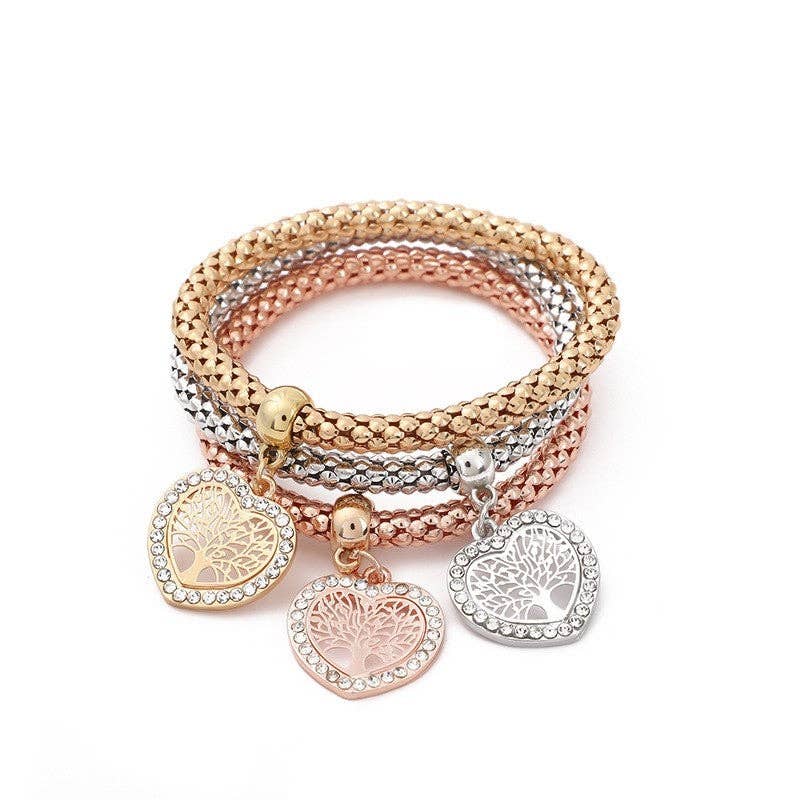 UZ Wholesale Store - Three-Color Alloy Jewelry Set With Inlaid Diamonds
