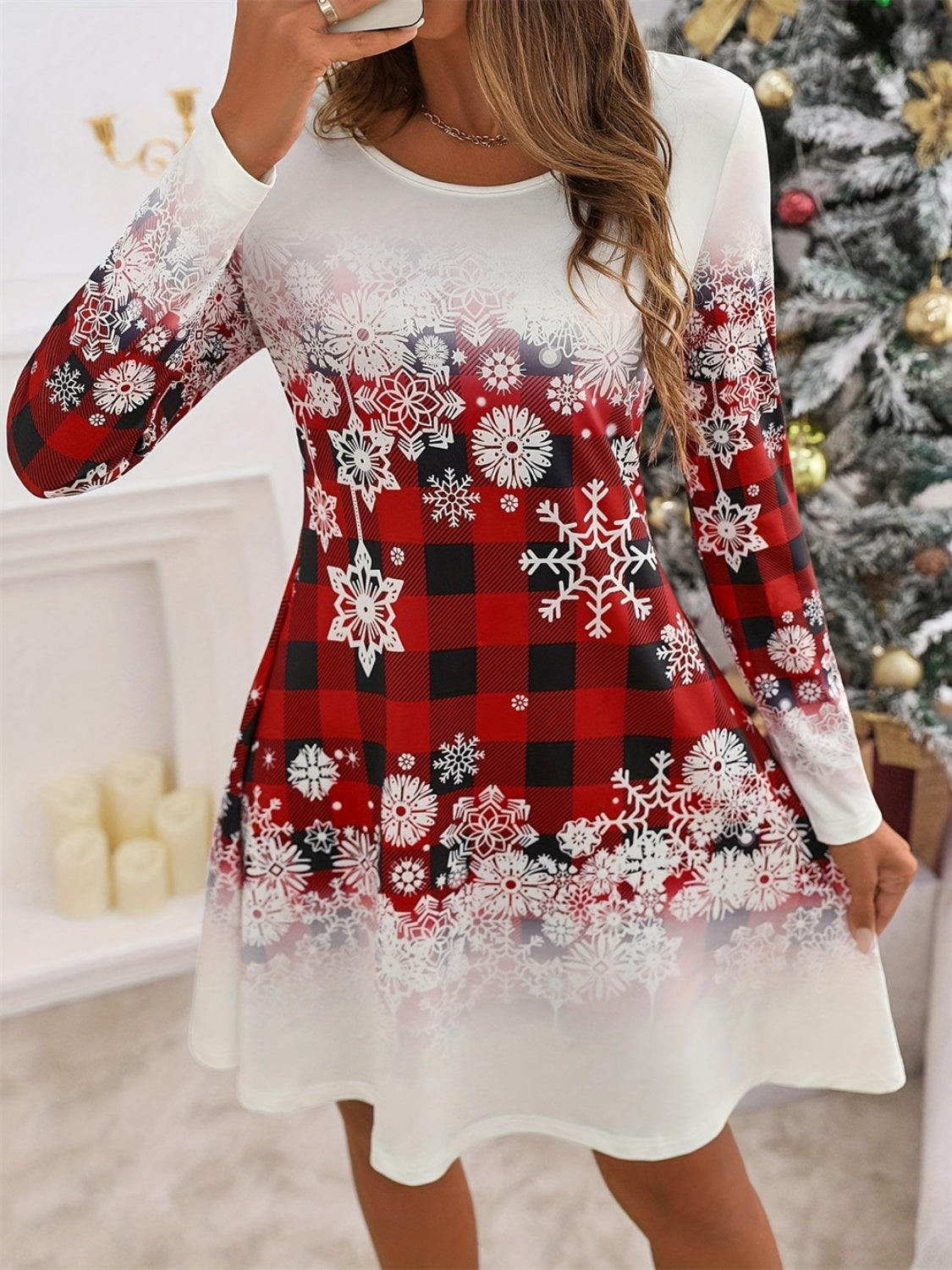 Frosted Cheer Plaid Dress