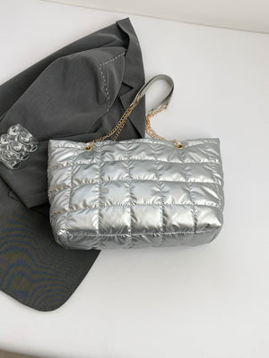Luxe Shine Quilted Tote Bag