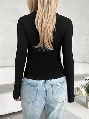 Sleek Elegance V-Neck Long Sleeve