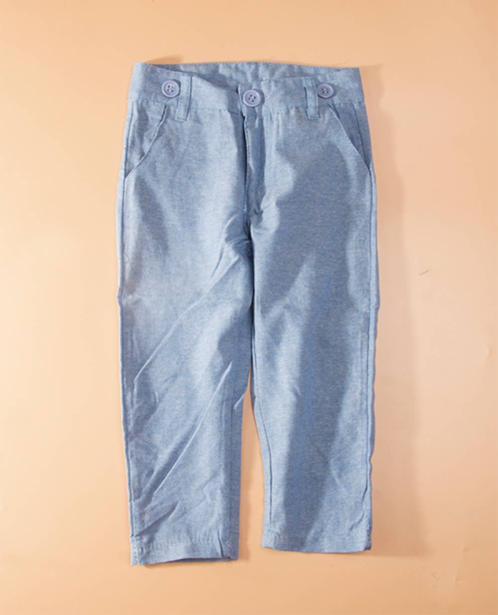 Fennco Styles - Blue Little Boy Button Down Shirt, Suspender Straps & Pants