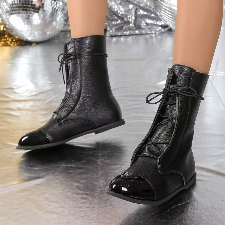 Lace-Up Cap-Toe Boots