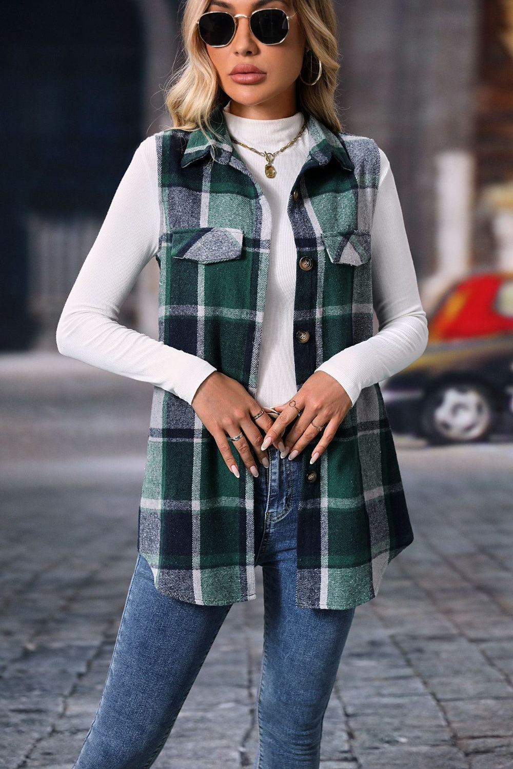 Plaid Perfection Button Up Vest Coat