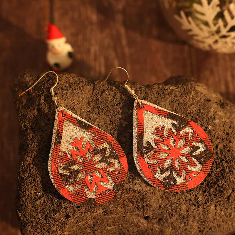 Plaid Snowflake Sparkle Earrings