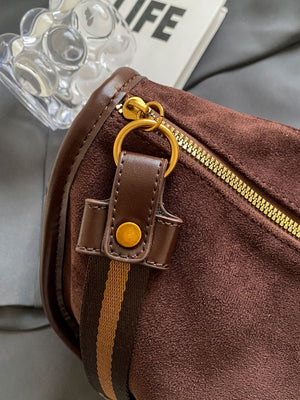 Luxe Suede Adjustable Strap Shoulder Bag