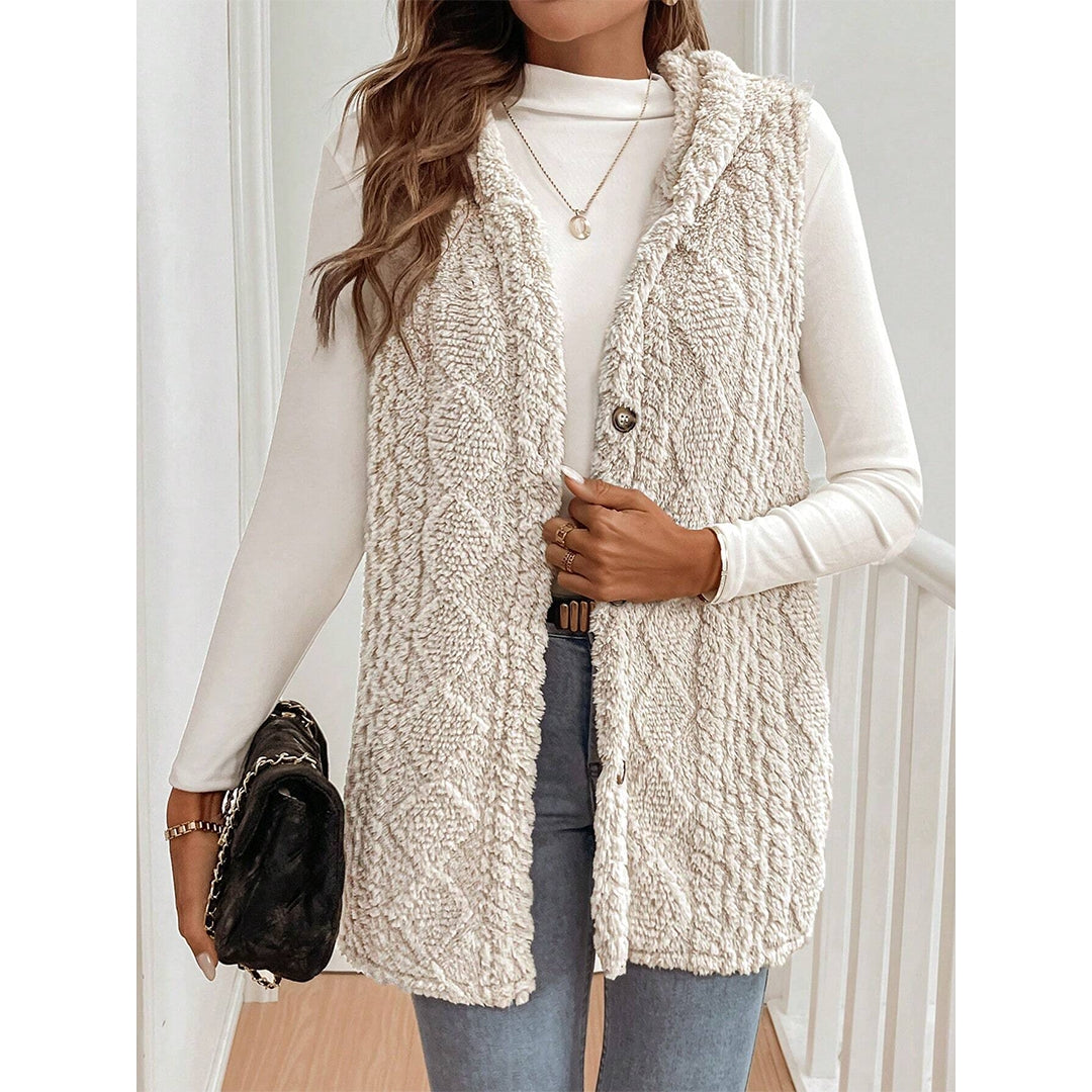 Reversible Fleece Casual Hooded Zip-Up Vest