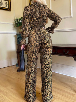 Fierce Elegance Leopard Wide Leg Jumpsuit