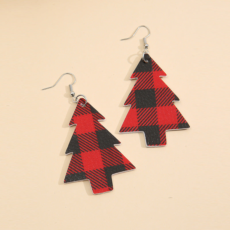 Plaid Pine Holiday Earrings