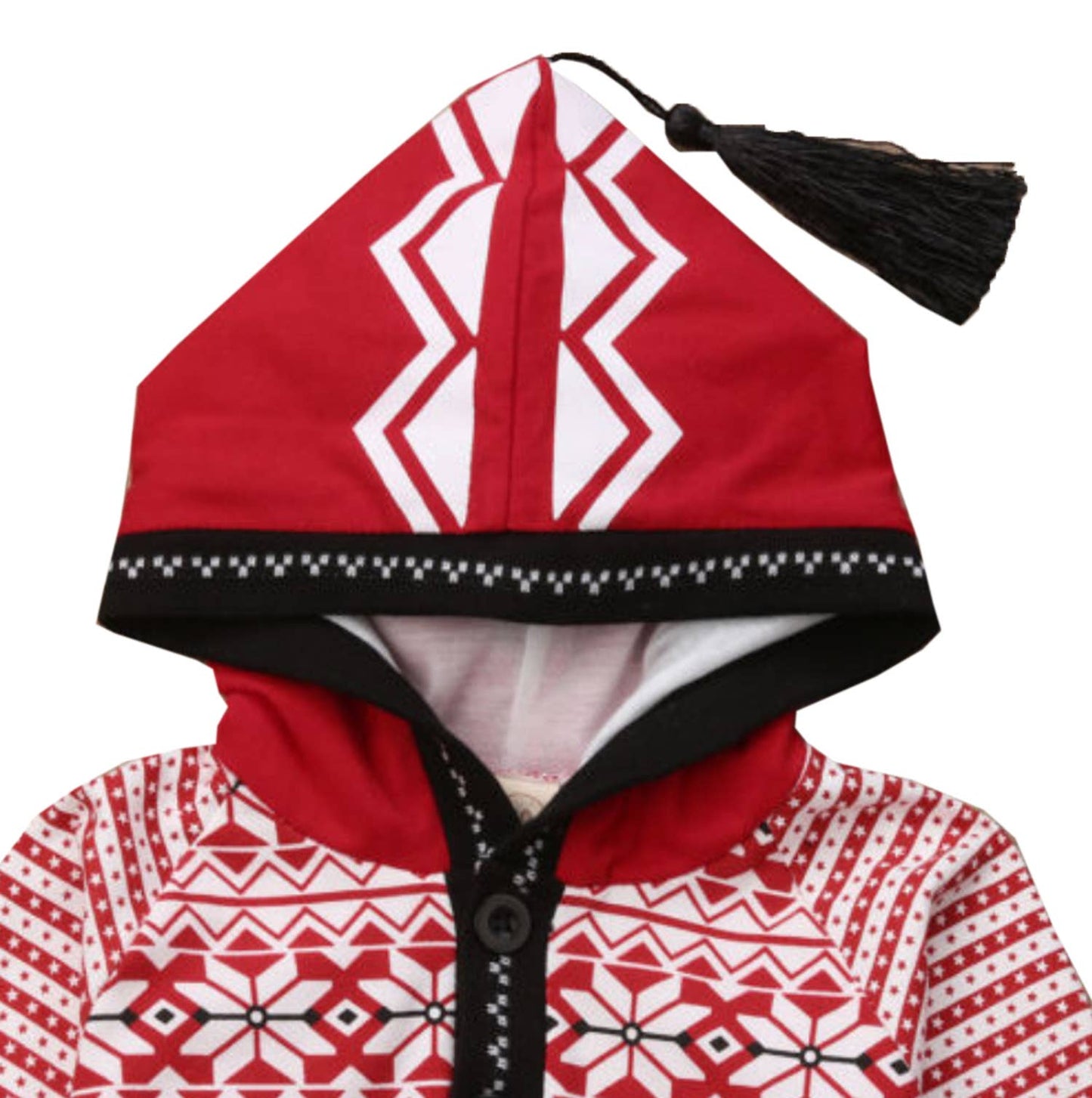 Fennco Styles - Red Hooded Tasseled Cotton Baby Romper