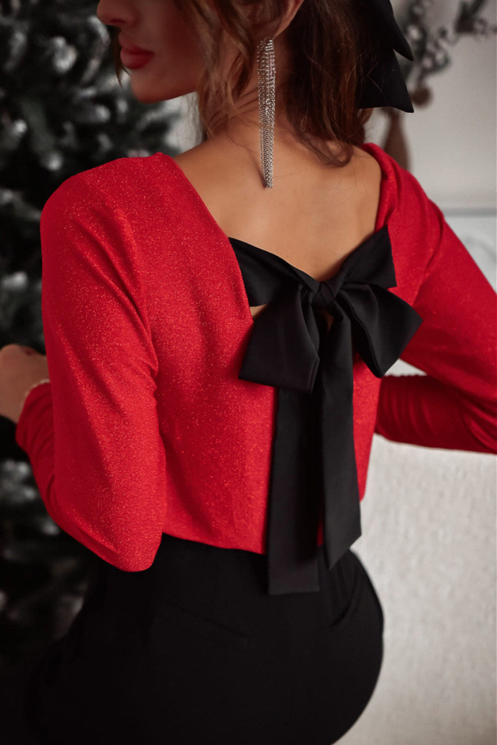 Scarlet Bow Glam Backless Blouse