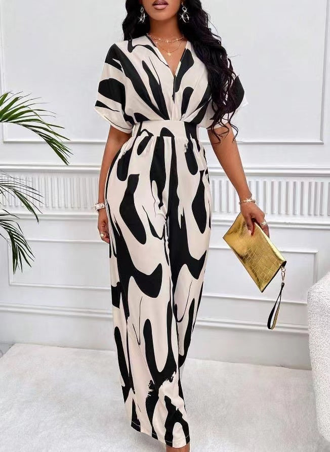 Abstract Print Wide-Leg Jumpsuit