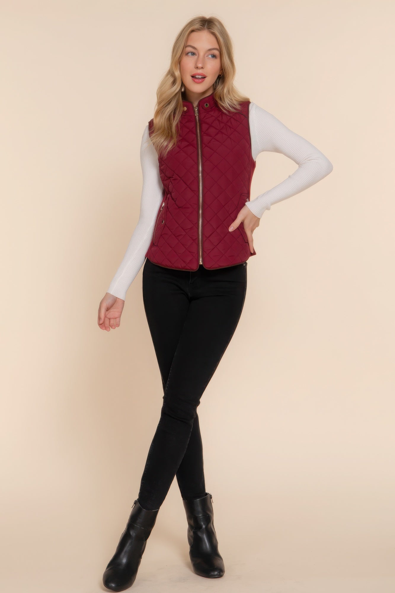 Suede Quilted Charm Padding Vest