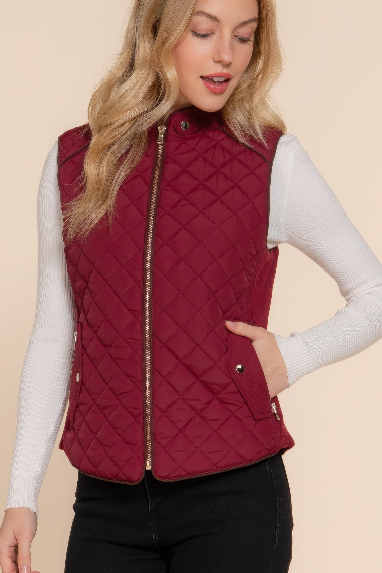 Suede Quilted Charm Padding Vest