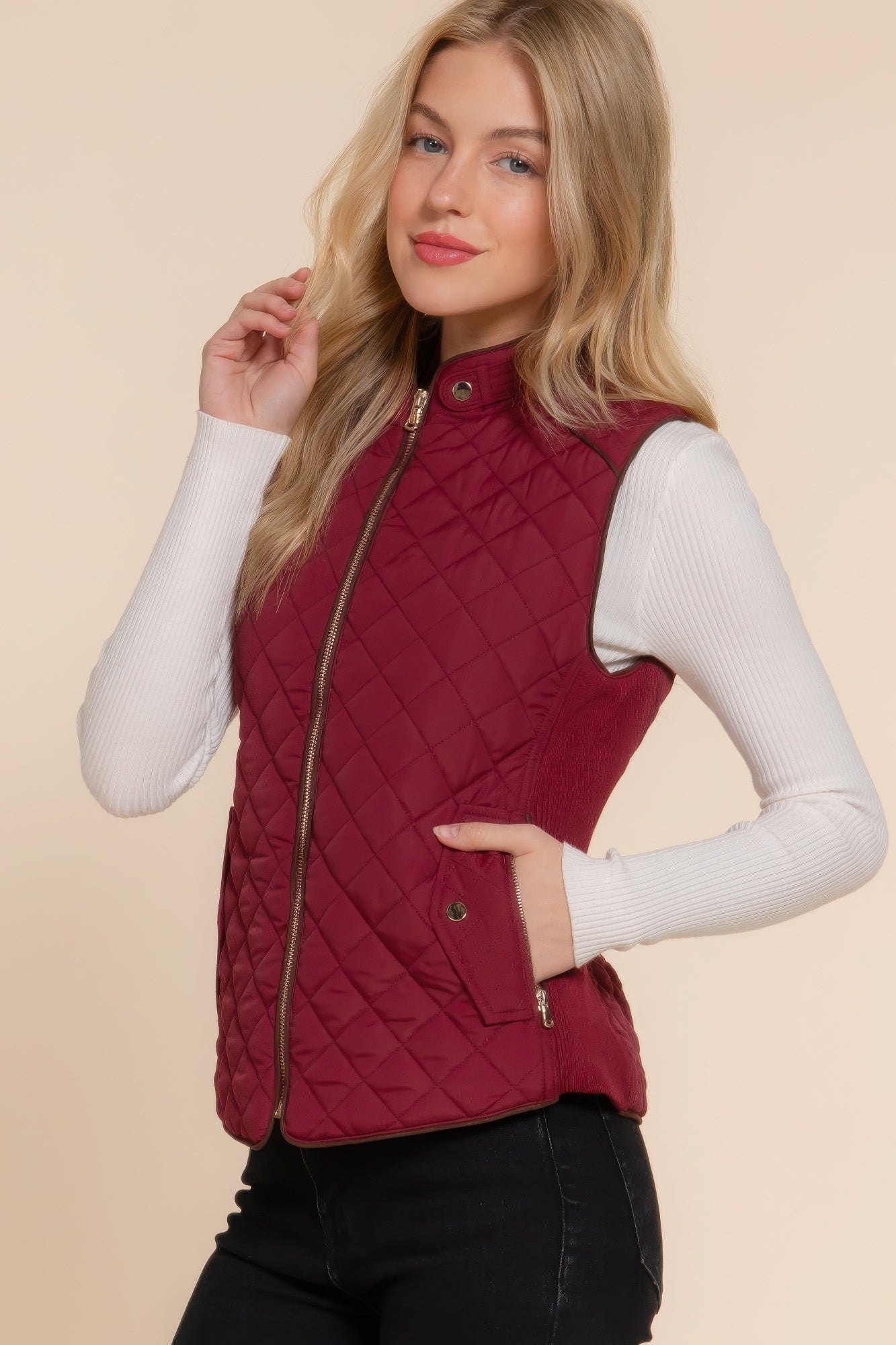 Suede Quilted Charm Padding Vest