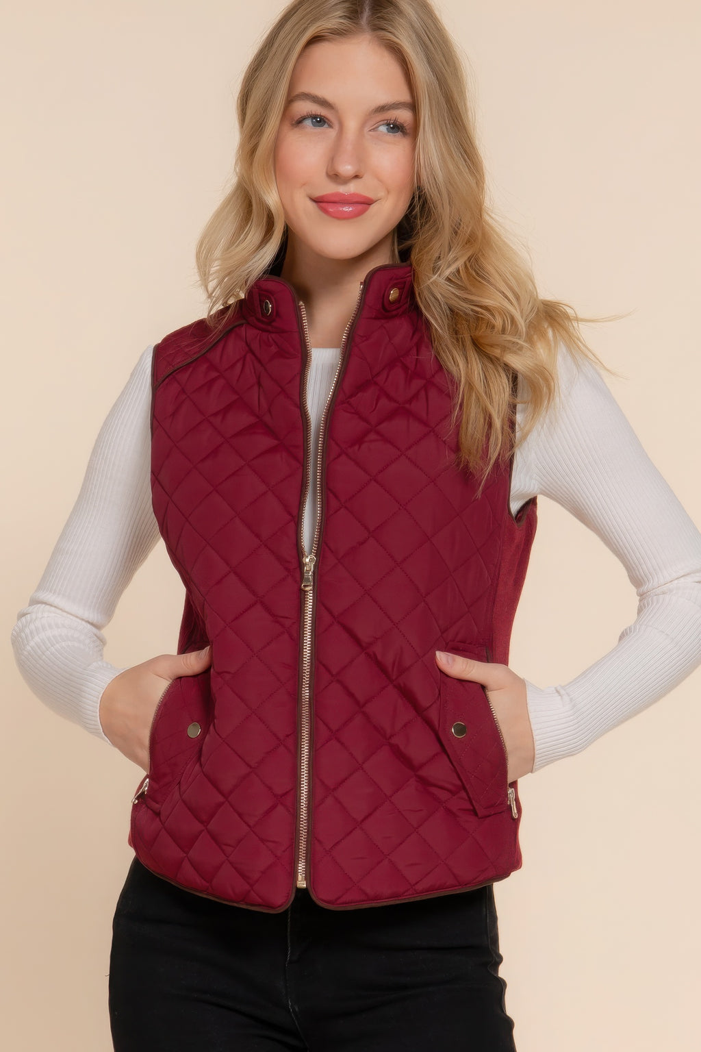 Suede Quilted Charm Padding Vest