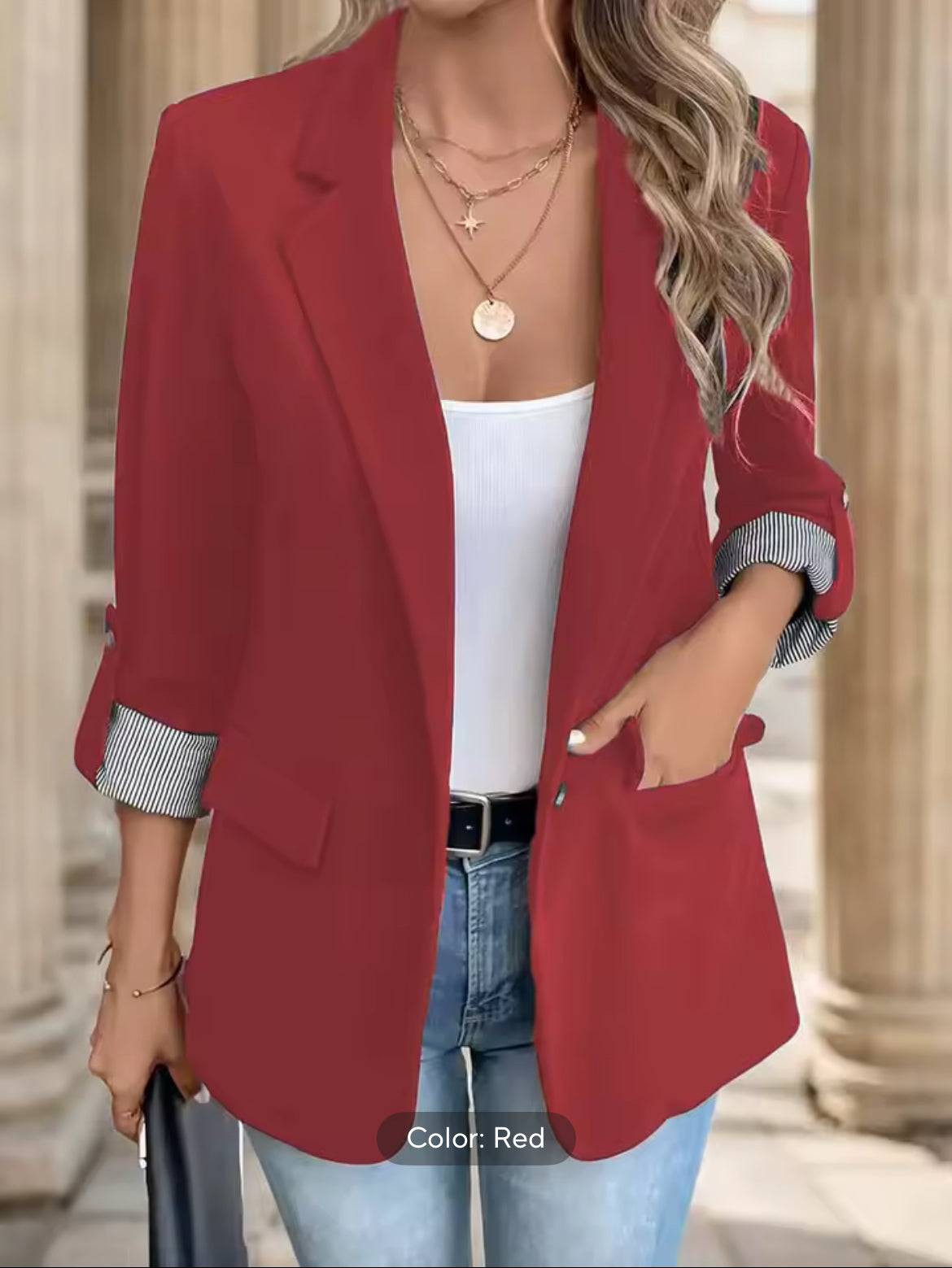 Chic Essential Rolled-Sleeve Blazer