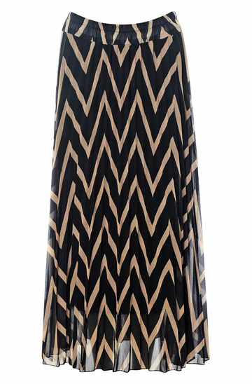 TRACIE CHEVRON PRINTED MAXI SKIRT-BLACK