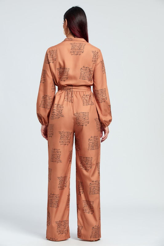The Poet’s Script Belted Wide-Leg Jumpsuit